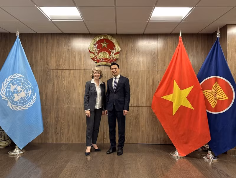 Ambassador Dang Hoang Giang (right), Vietnam’s Permanent Representative to the United Nations (UN), on June 5 meets with UN Secretary-General’s Special Envoy on Myanmar Julie Bishop. (Photo: VNA)