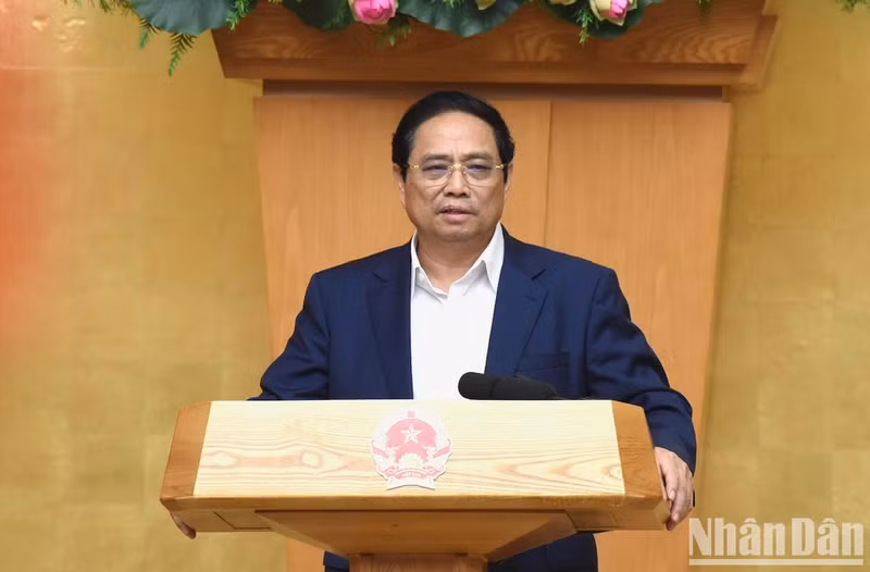 Prime Minister Pham Minh Chinh delivers a speech to conclude the meeting. Prime Minister Pham Minh Chinh delivers a speech to conclude the meeting.