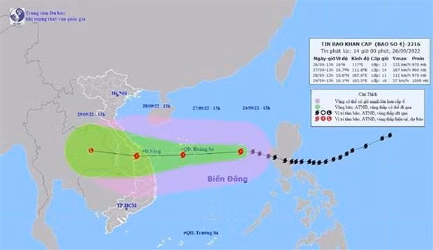 Typhoon Noru is expected to make landfall in central Vietnam on September 27. (Photo: VNA)