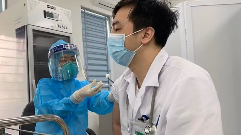 A man gets vaccinated against COVID-19.