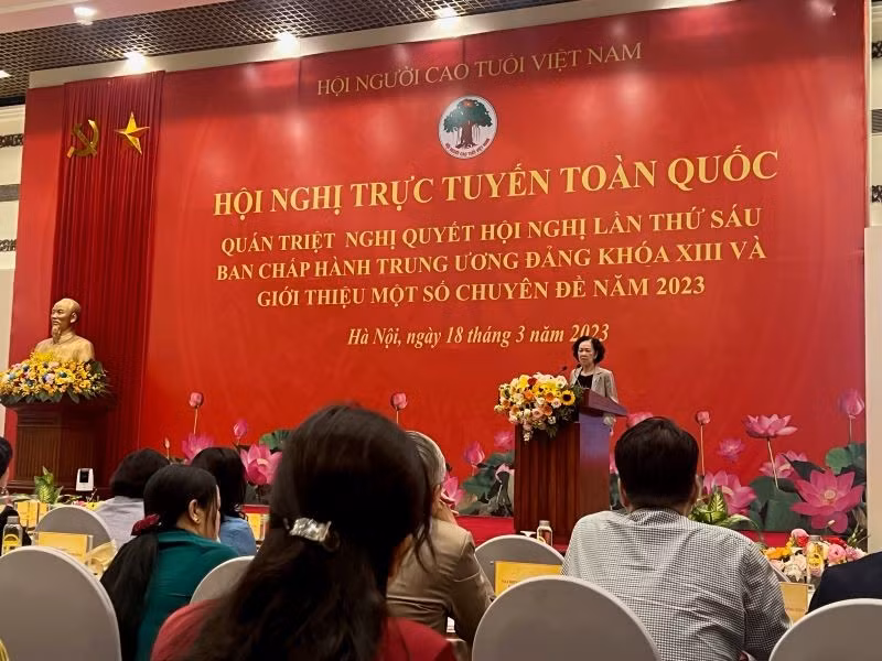 At the national online conference of the Vietnam Association of the Elderly.