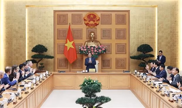 PM Pham Minh Chinh speaks at the event. (Photo: VNA)