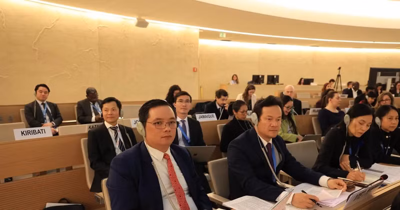 The Vietnamese delegation at the United Nations Human Rights Council's 58th session. (Photo: VNA)