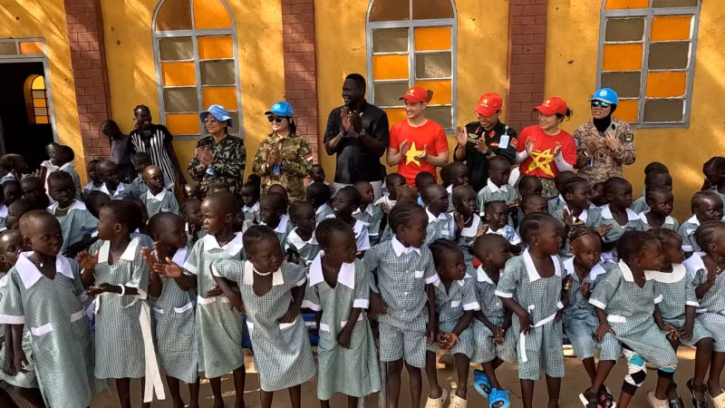 Engineering Unit No.3 and local representatives enjoy Children’s Day celebrations with Abyei’s children.