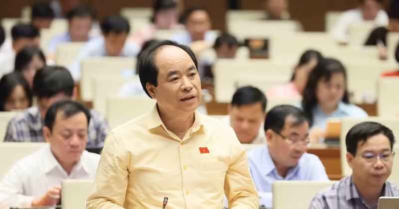 Deputy Truong Xuan Cu from the capital city of Hanoi contributes his ideas at the NA sitting. (Photo: VNA)