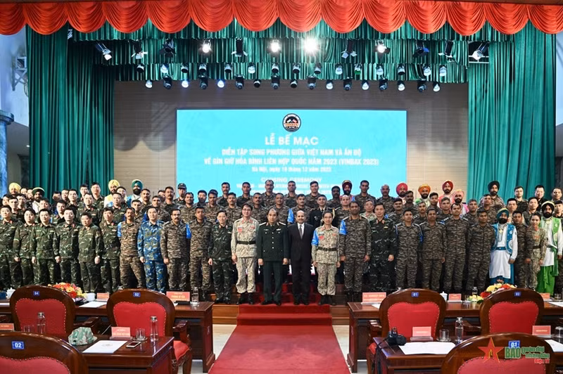 The fourth joint peacekeeping exercise between Vietnam and India - VINBAX 2023 concludes in Hanoi (Photo: qdnd.vn)