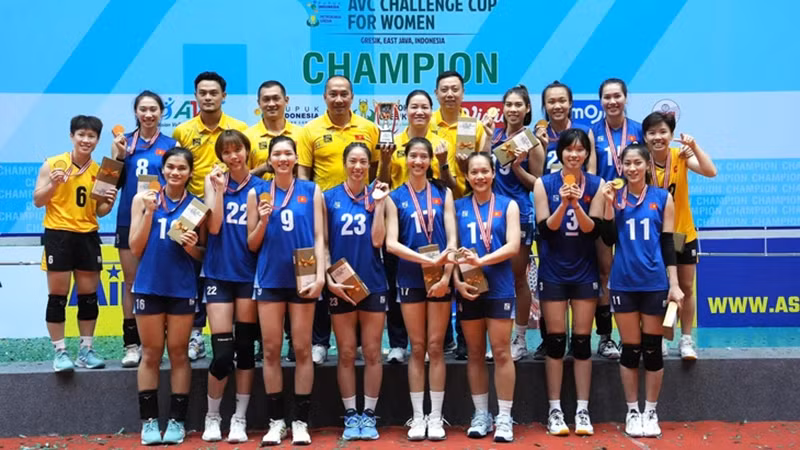 Vietnamese women's volleyball team triumphs at 2023 AVC Challenge Cup