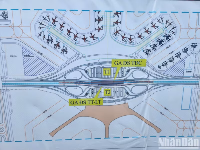 The location of the high-speed railway station is located in front of the T1 terminal of Long Thanh Airport.