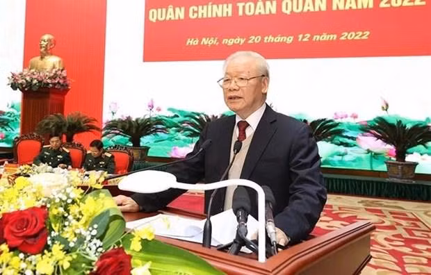 Party General Secretary Nguyen Phu Trong speaks at the conference. (Photo: VNA)
