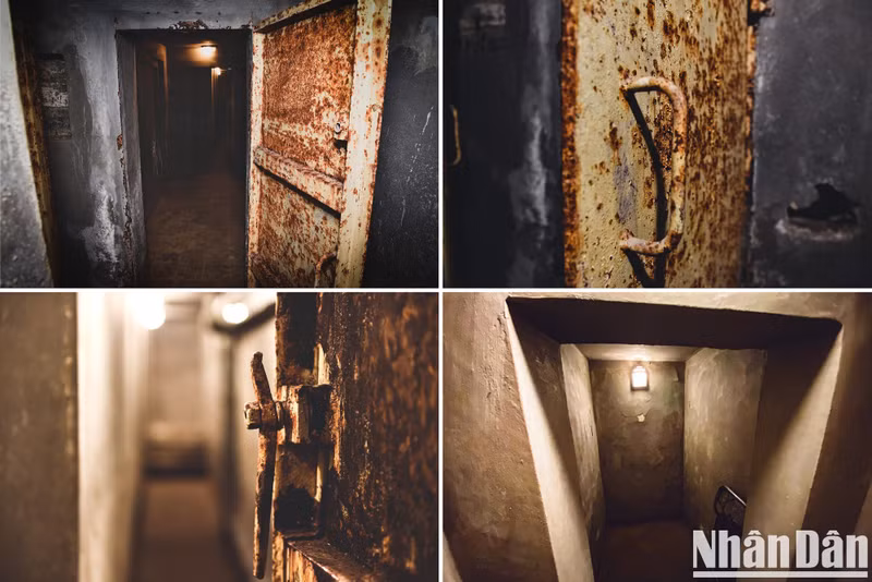 During the US Air Force bombing of Hanoi with B-52s, more than ten people could work in this small basement. During the US Air Force bombing of Hanoi with B-52s, more than ten people could work in this small basement.