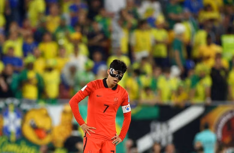 South Korea's Son Heung-min reacts. REUTERS/Carl Recine