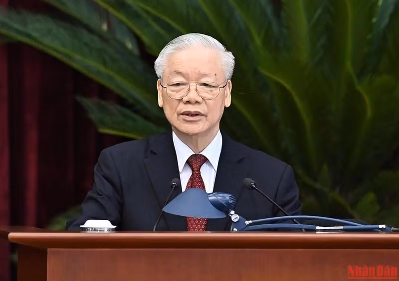 Party General Secretary Nguyen Phu Trong speaking at the meeting (Photo: NDO)