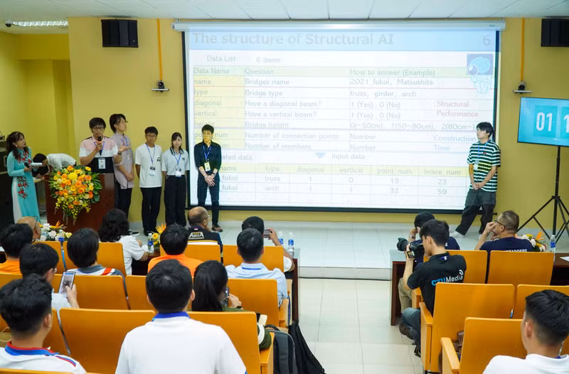 Participating teams present their design ideas at the competition (Photo: VNA)