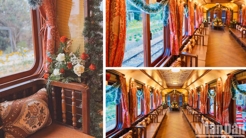 The train’s carriages were inspired by the architectural elegance of the Palace of Queen Nam Phuong, wife of King Bao Dai — the last of the Nguyen Dynasty (1802 - 1945), in Da Lat City. The train’s carriages were inspired by the architectural elegance of the Palace of Queen Nam Phuong, wife of King Bao Dai — the last of the Nguyen Dynasty (1802 - 1945), in Da Lat City.