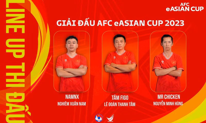 Three Vietnamese players attend the first Asian e-football tournament. (Photo: vff.org.vn)