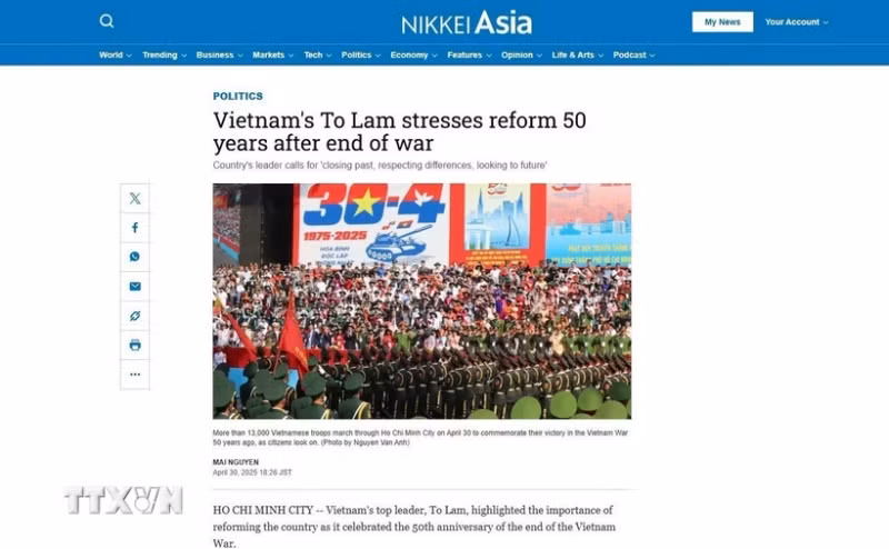 Nikkei Asia highlights Vietnamese people's pride at reunification celebration