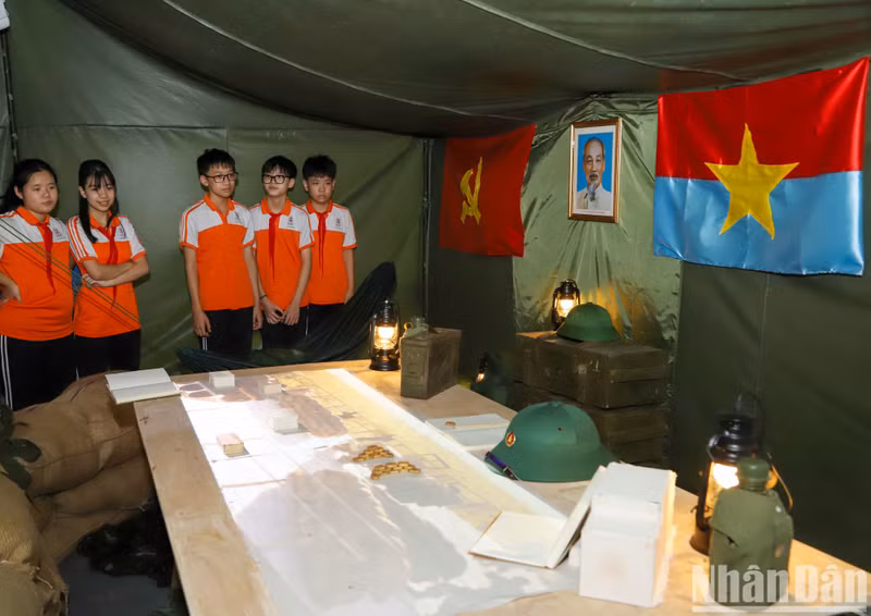 A military tent was recreated at the exhibition space