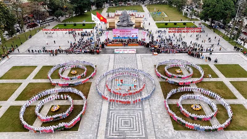 An aerial view of the 26/3 Square in Ha Giang City 