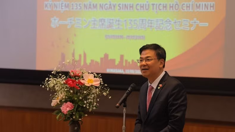 Vietnamese Ambassador to Japan Pham Quang Hieu speaks at the event (Photo: MY LE)