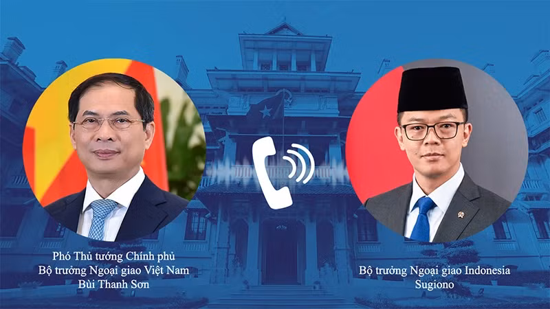 Deputy Prime Minister and Foreign Minister Bui Thanh Son holds a telephone talks with Indonesian Minister of Foreign Affairs Sugiono on February 10. (Photo: MOFA)