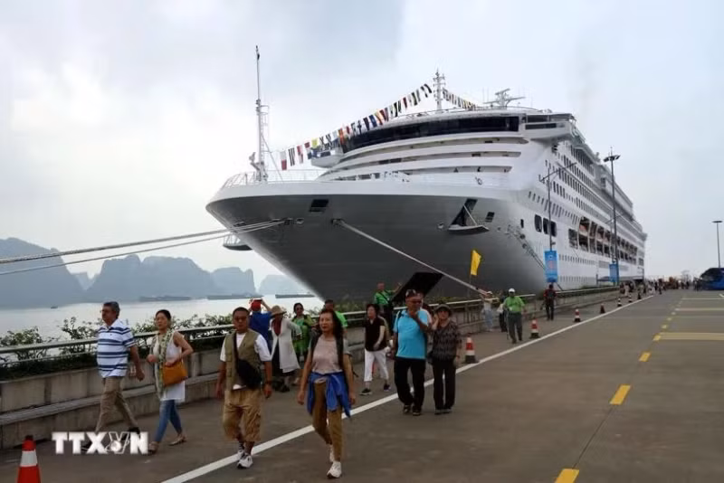 Pacific World cruise ship brings around 1,700 tourists to Quang Ninh (Photo: VNA)
