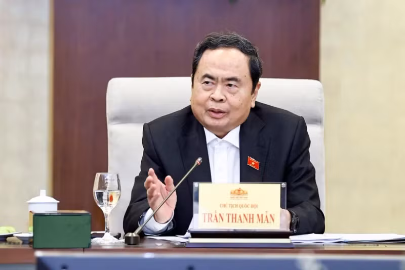 National Assembly Chairman Tran Thanh Man chairs a NA meeting to review February's work and set priorities for March and beyond on March 4. (Photo: VNA)