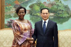 Deputy Prime Minister Bui Thanh Son (R) and Secretary-General of the International Organisation of La Francophonie Louise Mushikiwabo at their meeting in Ha Noi on March 6 (Photo: VNA)
