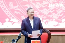 Party General Secretary To Lam speaks at the conference announcing the inspection and supervision for the Ha Noi Party Committee on March 6. (Photo: VNA)