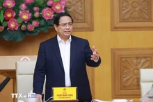 Prime Minister Pham Minh Chinh speaks at a meeting on accelerating Quang Trung Campaign. (Photo: VNA)