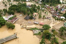 Flooding caused by heavy rains in Pidie Jaya Regency, Aceh province, Indonesia, November 27, 2025. (Photo: Xinhua/VNA)