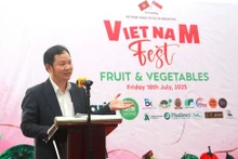 Cao Xuan Thang, Trade Counsellor and Head of the Viet Nam Trade Office in Singapore, speaks at the festival (Photo: VNA) 