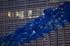 EU flags flying outside the European Commission headquarters in Brussels, Belgium. (Photo: Xinhua)