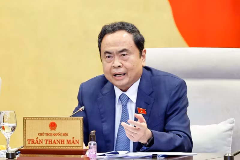 Chairman of the National Assembly Tran Thanh Man addresses the meeting. (Photo: VNA)