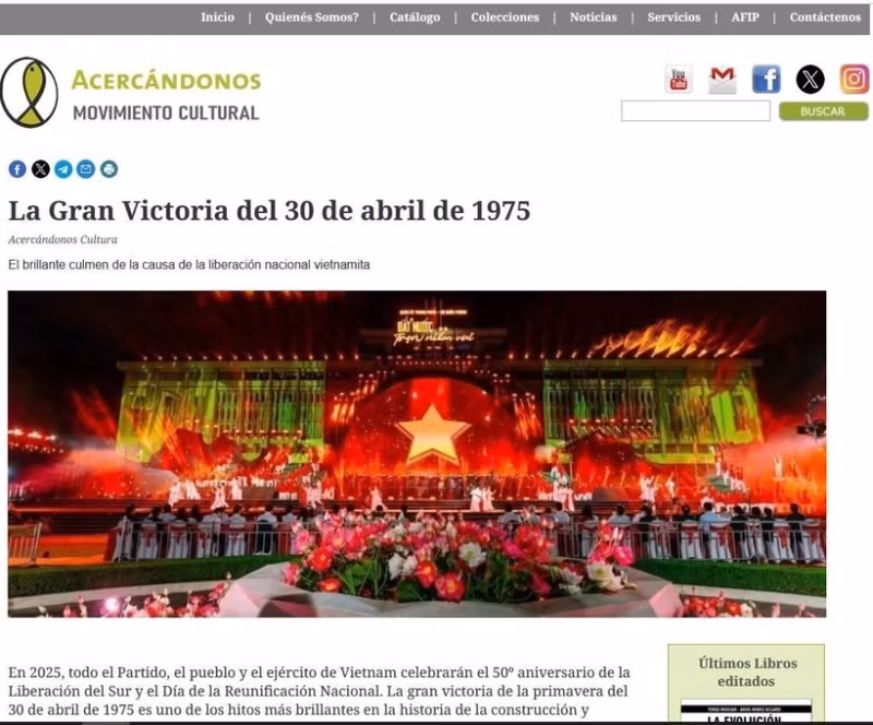 The article on Argentine news outlet Acercandonos Movimiento Cultural (Photo: VNA)