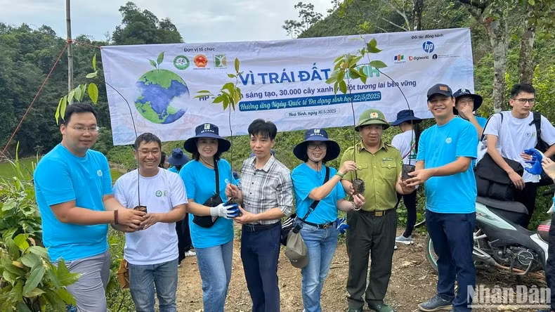 Nearly 200 delegates participated in the tree planting festival within the framework of the "For a Green Earth" campaign. (Photo: NDO)