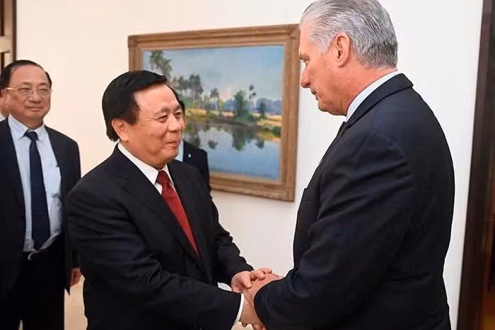 Miguel Diaz-Canel Bermudez receives Nguyen Xuan Thang. (Photo: Embassy of Viet Nam in Cuba)