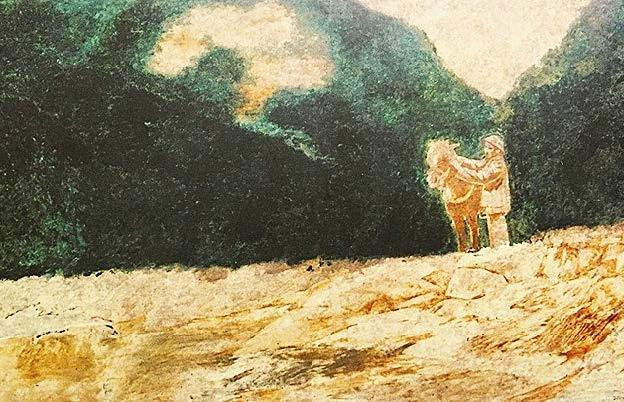 President Ho Chi Minh in the Viet Bac war zone (lacquer painting, Duong Bich Lien) – a work recognised as a National Treasure, currently on display at the Viet Nam Fine Arts Museum.