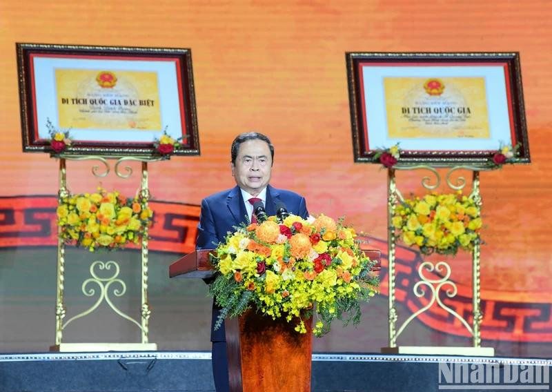 National Assembly Chairman Tran Thanh Man speaks at the ceremony in Bac Ninh. 