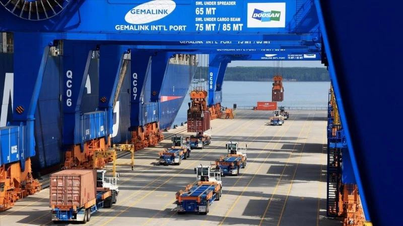 Import-export activities at the Gemalink International Port (Photo: VNA)
