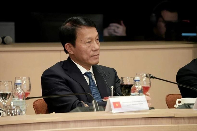 Vietnamese Minister of Public Security Luong Tam Quang at the consultation session among ASEAN and Russian representatives. (Photo: VNA)