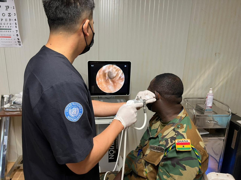 Soldiers from Level-2 Field Hospital No. 4 provide healthcare and treatment for United Nations peacekeeping personnel and soldiers in South Sudan.