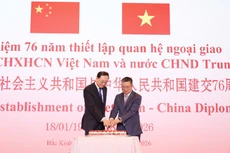 Vietnamese Ambassador Pham Thanh Binh (right) and Chinese Vice Minister of Foreign Affairs Sun Weidong at the ceremony marking the 76th anniversary of the establishment of Viet Nam-China diplomatic relations in Beijing on February 2. (Photo: VNA)