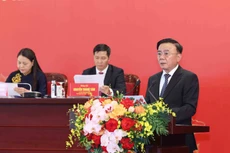 Politburo member and Permanent member of the Party Central Committee’s Secretariat Tran Cam Tu speaks at the press conference in Ha Noi on January 14. (Photo: VNA)