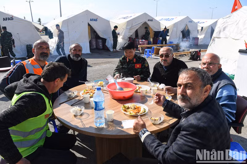 A meal with international friends in Turkey.
