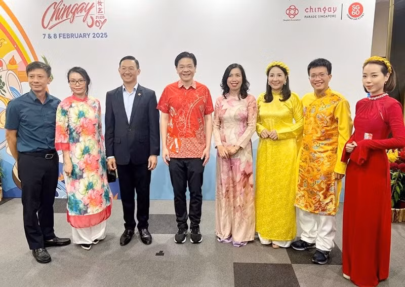 A delegation of the State Committee for Overseas Vietnamese attend the Chingay parade in Singapore.