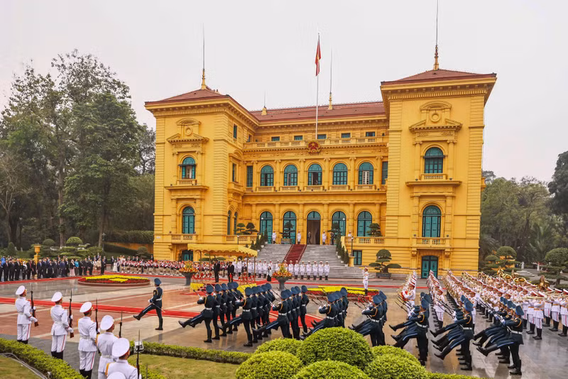 An overview of the welcome ceremony for Singaporean PM Lawrence Wong. An overview of the welcome ceremony for Singaporean PM Lawrence Wong.
