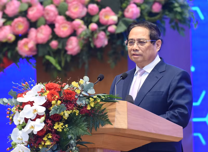 PM Pham Minh Chinh delivers remarks at the event. PM Pham Minh Chinh delivers remarks at the event.