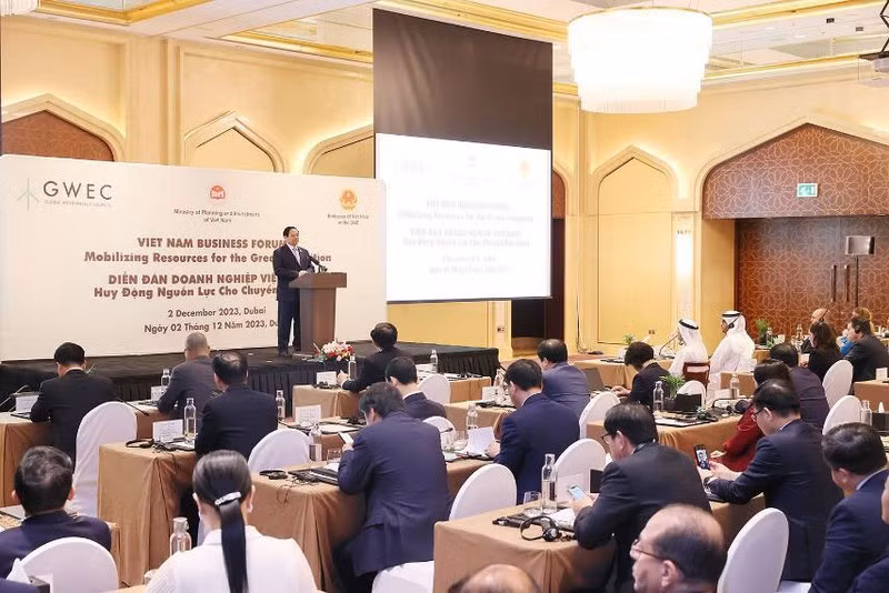 PM Pham Minh Chinh speaks at the event. (Photo: VNA)