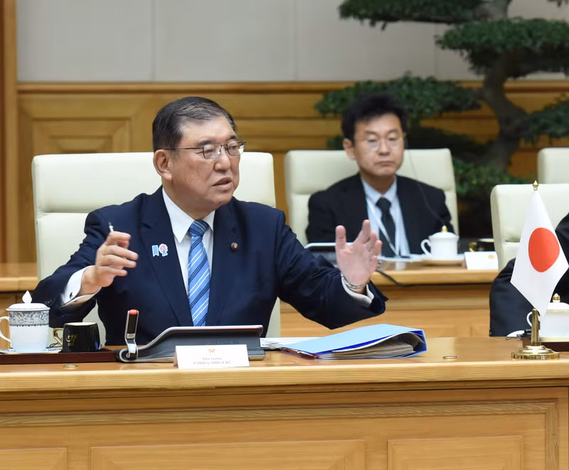 Japanese PM Ishiba Shigeru speaks at the talks.