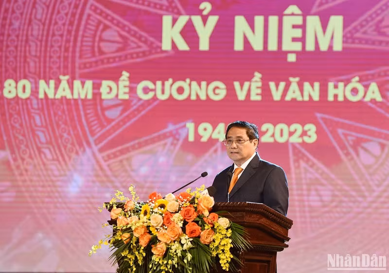 PM Pham Minh Chinh speaks at the event. (Photo: Tran Hai)